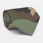 ウッドランドカモフラージュ迷彩柄カーキグリーンタンブラック ネクタイ (ロール)