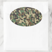 ウッドランドカモフラージュ 楕円形シール (バッグ)