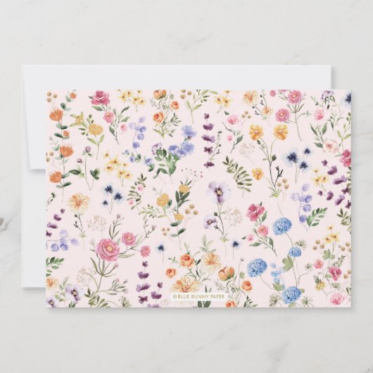 ウッドランドカラフルアニマルズガーデンフラワーズ誕生日 招待状 (裏面)