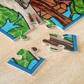 ウッドランドカラフルウォーターカラーワイルドバーズツリーハウス ジグソーパズル (側面)