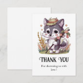 ウッドランドカラフルウルフベビーシャワー サンキューカード (正面/裏面)