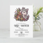 ウッドランドカラフルウルフベビーシャワー 招待状 (スタンド正面)