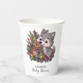 ウッドランドカラフルウルフベビーシャワー 紙コップ (正面)
