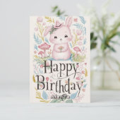 ウッドランドカラフルバニーデジタル誕生日 カード (スタンド正面)