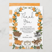 ウッドランドカンキツバーチャル検疫ベビーシャワー サンキューカード (正面/裏面)