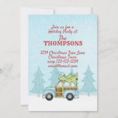 ウッドランドカーインスノーキュートホリデーお洒落パーティー 招待状 (正面)