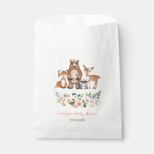 ウッドランドガーリー森林動物/赤面ピンクフローラ フェイバーバッグ (正面)