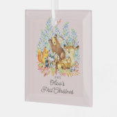 ウッドランドガールズベビー第1クリスマス ガラスオーナメント (正面左)