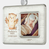 ウッドランドガールズベビー第1回クリスマスフォトオーナメント シルバープレートフレームオーナメント (左)