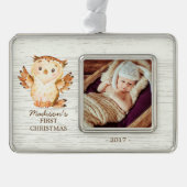 ウッドランドガールズベビー第1回クリスマスフォトオーナメント シルバープレートフレームオーナメント (正面)