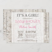 ウッドランドガールベビーシャワー招待状素朴 招待状 (正面/裏面)