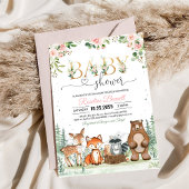 ウッドランドガール赤ちゃんシャワーフォレスト森林動物 招待状