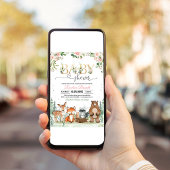 ウッドランドガール赤ちゃんシャワーフォレスト森林動物 招待状