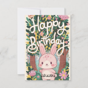 ウッドランドキッズバニーデジタル誕生日 カード