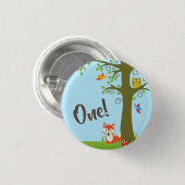 ウッドランドキッズバースデーパーティーかわいいキツネ 缶バッジ (正面&裏面)