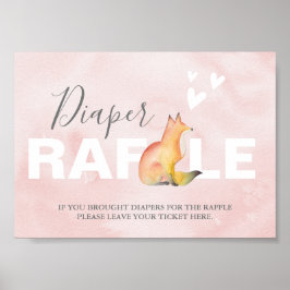 ウッドランドキツネおむつラッフルベビーシャワーサイン ポスター