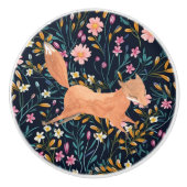 ウッドランドキツネお洒落コテージコア セラミックノブ (正面)