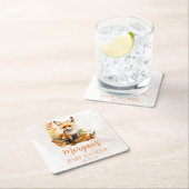 ウッドランドキツネかわいい赤ちゃんシャワー スクエアペーパーコースター (インサイチュ)