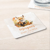 ウッドランドキツネかわいい赤ちゃんシャワー スクエアペーパーコースター (アングル)