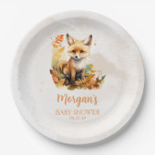 ウッドランドキツネかわいい赤ちゃんシャワー ペーパープレート (正面)