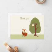 ウッドランドキツネとフクロウフラットお礼ノート ノートカード (正面/裏面インサイチュ)