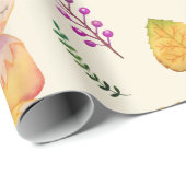 ウッドランドキツネの葉の水の色のパターン ラッピングペーパー (ロールコーナー)