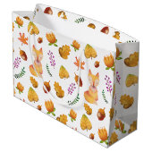 ウッドランドキツネの葉の水の色のパターン ラージペーパーバッグ (裏面アングル)