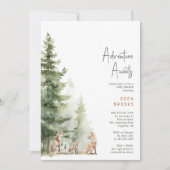 ウッドランドキツネアドベンチャーが赤ちゃんシャワーを待つ 招待状 (正面)