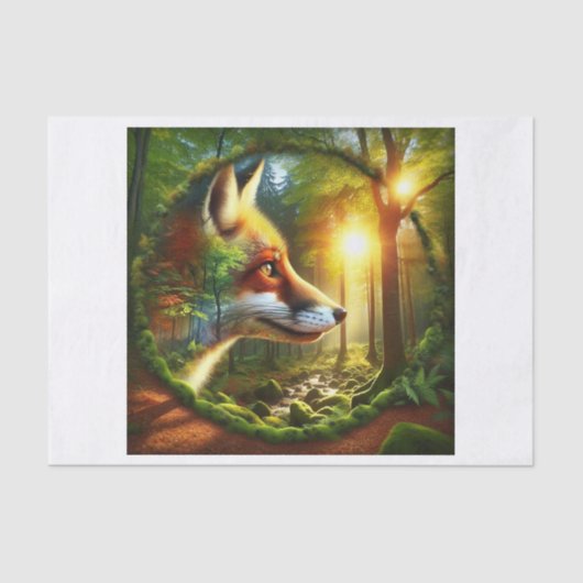 ウッドランドキツネインザフォレストデカッページ紙 薄葉紙 (正面)