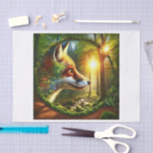 ウッドランドキツネインザフォレストデカッページ紙 薄葉紙 (クラフト)