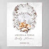 ウッドランドキツネエレガントウィンターベイビーシャワーウェルカム ポスター (正面)