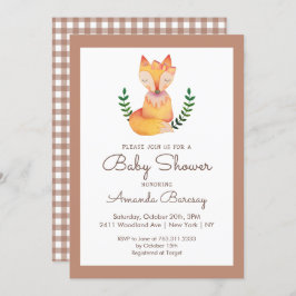 ウッドランドキツネガールズベビーシャワー 招待状