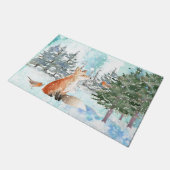 ウッドランドキツネクリスマス ドアマット (アングル)