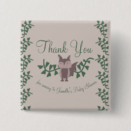 ウッドランドキツネグリーンリーベビーシャワー素朴ギフト 缶バッジ