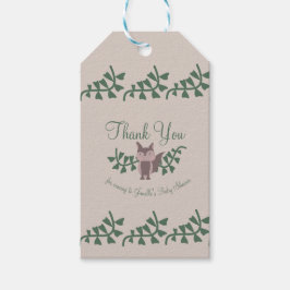 ウッドランドキツネグリーンリーベビーシャワー素朴 ギフトタグ