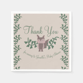 ウッドランドキツネグリーンリーベビーシャワー素朴 スタンダードカクテルナプキン
