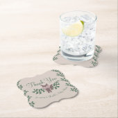 ウッドランドキツネグリーンリーベビーシャワー素朴 ペーパーコースター (インサイチュ)