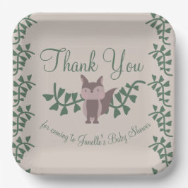 ウッドランドキツネグリーンリーベビーシャワー素朴 ペーパープレート
