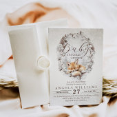 ウッドランドキツネコールドアウトウィンターベビーシャワー 招待状