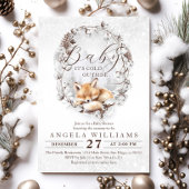 ウッドランドキツネコールドアウトウィンターベビーシャワー 招待状