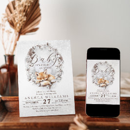 ウッドランドキツネコールドアウトウィンターベビーシャワー 招待状