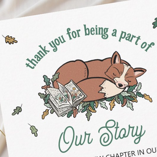 ウッドランドキツネストーリーブックベビーシャワーありがとう カード