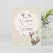 ウッドランドキツネニュートラルベビーシャワー招待状 招待状 (スタンド正面)