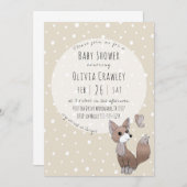 ウッドランドキツネニュートラルベビーシャワー招待状 招待状 (正面/裏面)