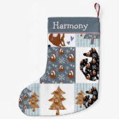 ウッドランドキツネノルディックキルテッドパターンガールズ スモールクリスマスストッキング (裏面)