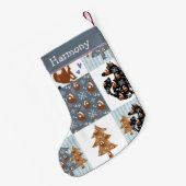 ウッドランドキツネノルディックキルテッドパターンガールズ スモールクリスマスストッキング (裏面 (吊り時))