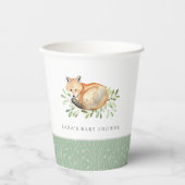 ウッドランドキツネパーソナライズされたベビーシャワー 紙コップ (正面)