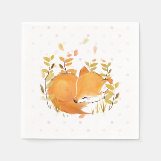 ウッドランドキツネパーティーデコール紙ナプキンス スタンダードカクテルナプキン (正面)