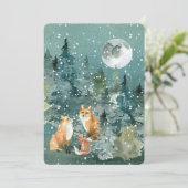 ウッドランドキツネファミリーペットネームカスタムクリスマス シーズンカード (スタンド正面)