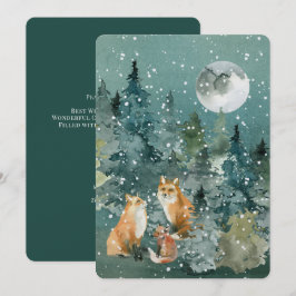 ウッドランドキツネファミリーペットネームカスタムクリスマス シーズンカード